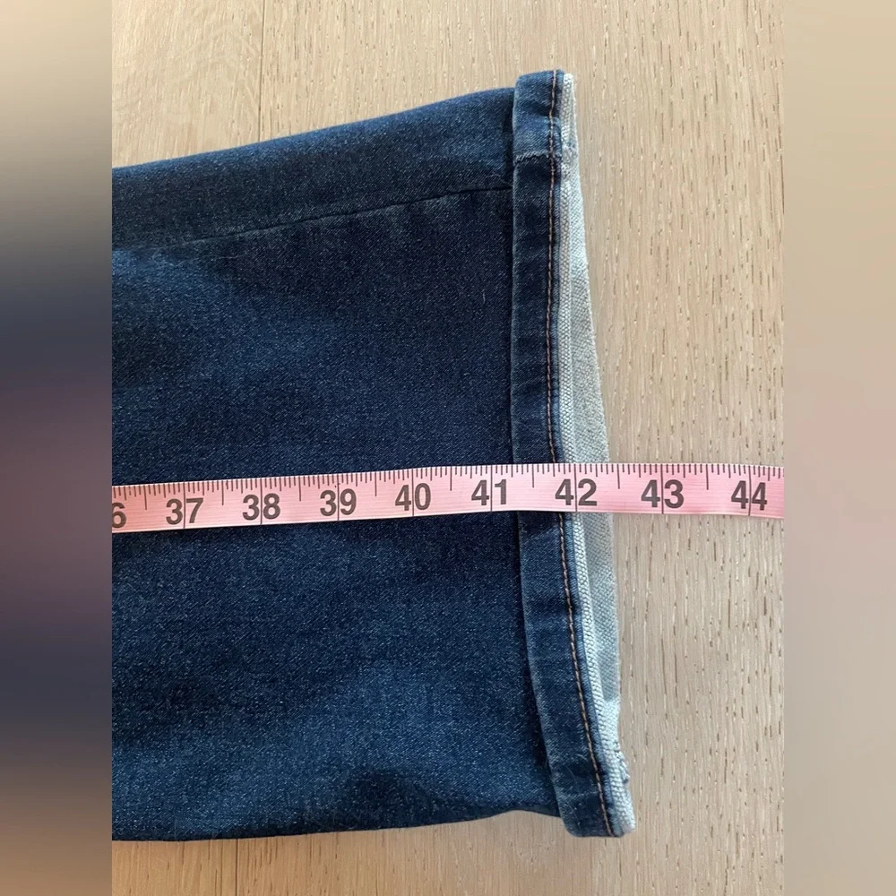 Dark Blue Flare Jeans Denim Wide Leg Stretchy Stretch Denim Women’s Pants, 12 - Picture 5 of 6